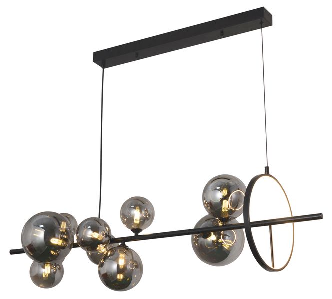 Bright Star - 10-Light Smoke Glass Pendant with 10-Watt LED - Matt Black
