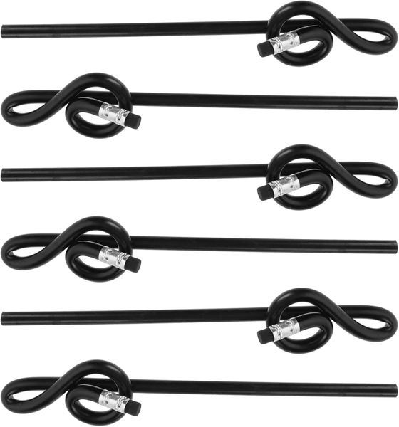 Musical Note Pencils Set 6 Black Wooden Lead Pencils with Treble Symbol