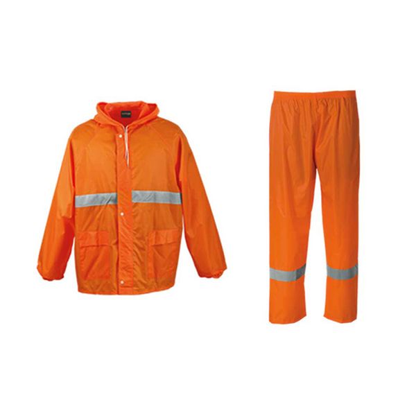 PIONEER Rubberized High-Visual Reflective Tape Orange Rain Suit 2PCE