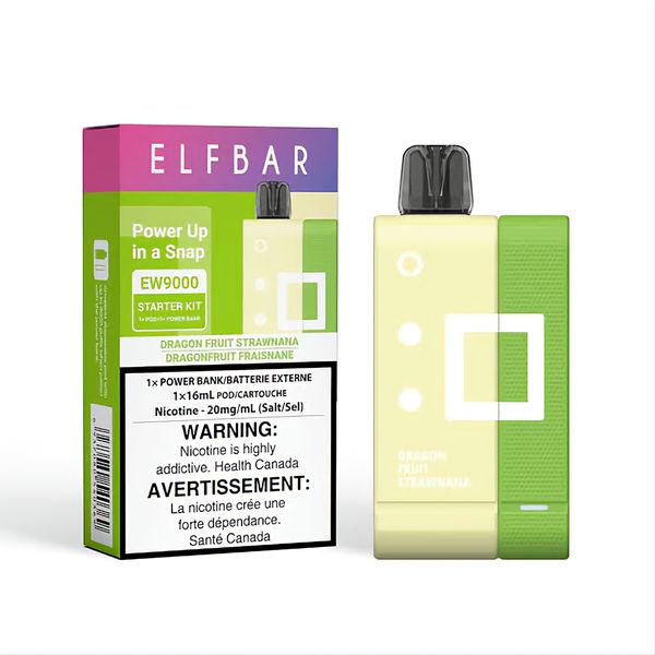 Elfbar EW9000 puffs pods and device system kit dragon fruit strawnana 2pack