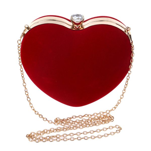 Heart Shaped Purse Wedding Evening Party Handbag-Red
