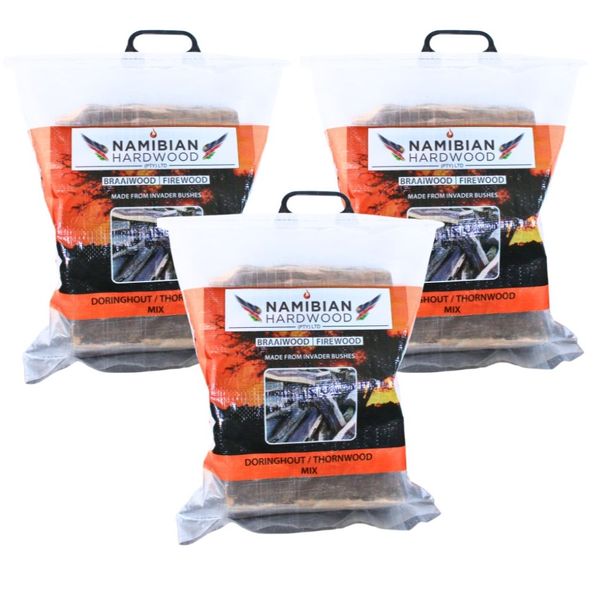 Namibian Hardwood Firewood Logs Mix 7kg - 3x Bags