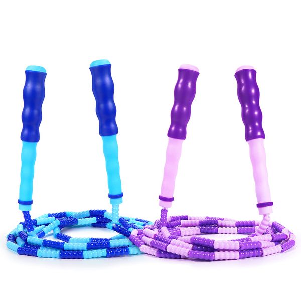 Kids Beaded Jump Rope 2 Pack, 106" Adjustable Tangle-Free Skipping Rope