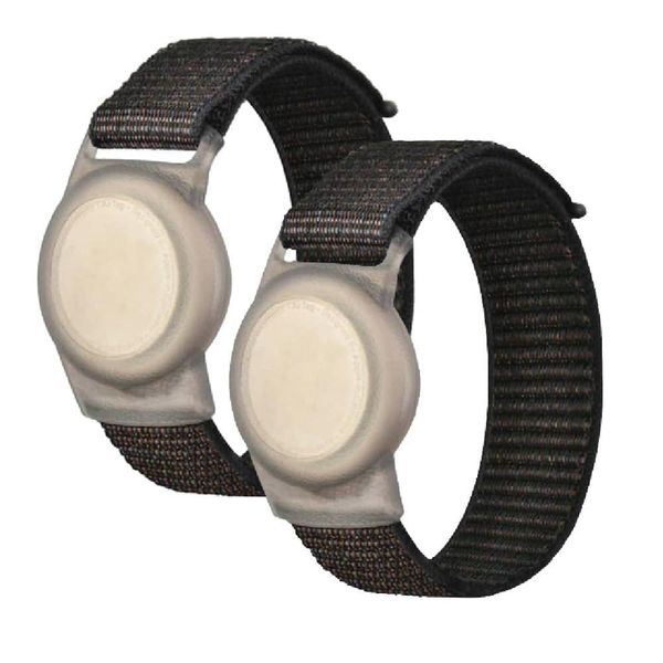 Killer Deals Kids Nylon Band Compatible with Apple AirTag- Black 2 Pack S/M
