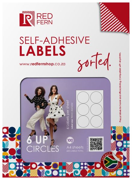 Redfern Circle 6up A4 Self-Adhesive Labels1000 Sheets