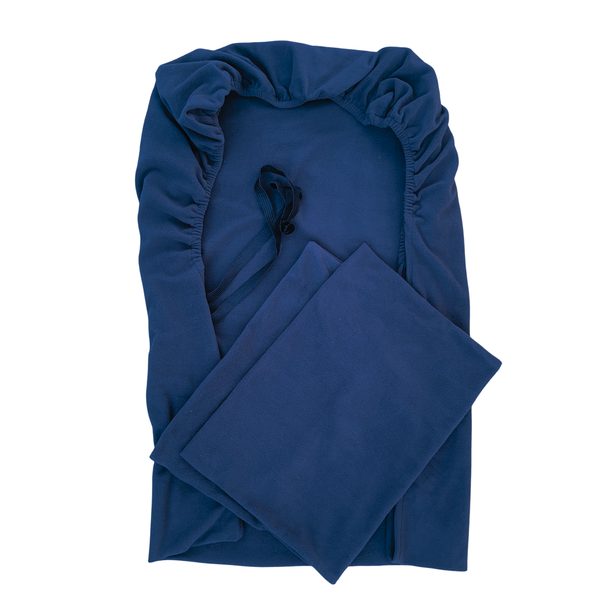 Navy Blue Micro Fleece Examination Bed Pillowcase and Fitted Sheet