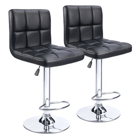 Gas Lift Swivel Faux Leather Kitchen Bar Stools Set of 2 Black