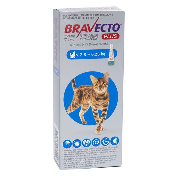 Bravecto Plus for Medium Cats 2.8 - 6.25kg