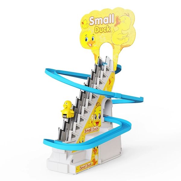 Little Yellow Duck Up Stairs Slides Electric Duck Track Children's Toys