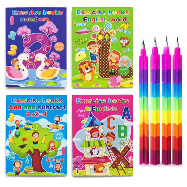 Preschool Educational Coloring Activity Book Set Workbook for Children Kids