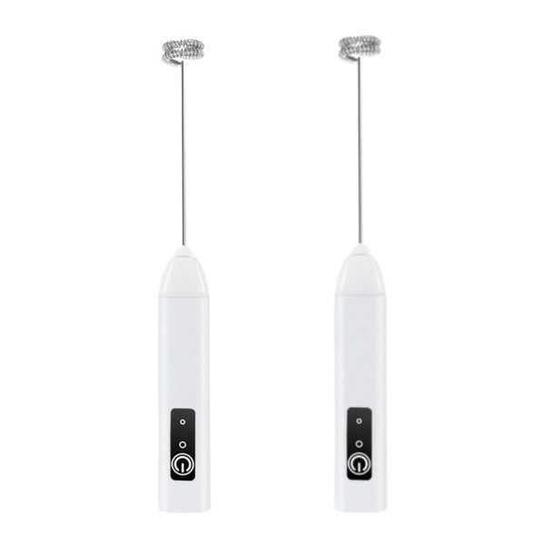 2 pcs Type-C Handheld Milk Frother, Stainless Steel Mini Blender