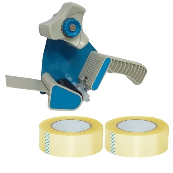 SourceDirect - Tape Dispenser 48mm with 2 x 100m Clear Packaging Tape