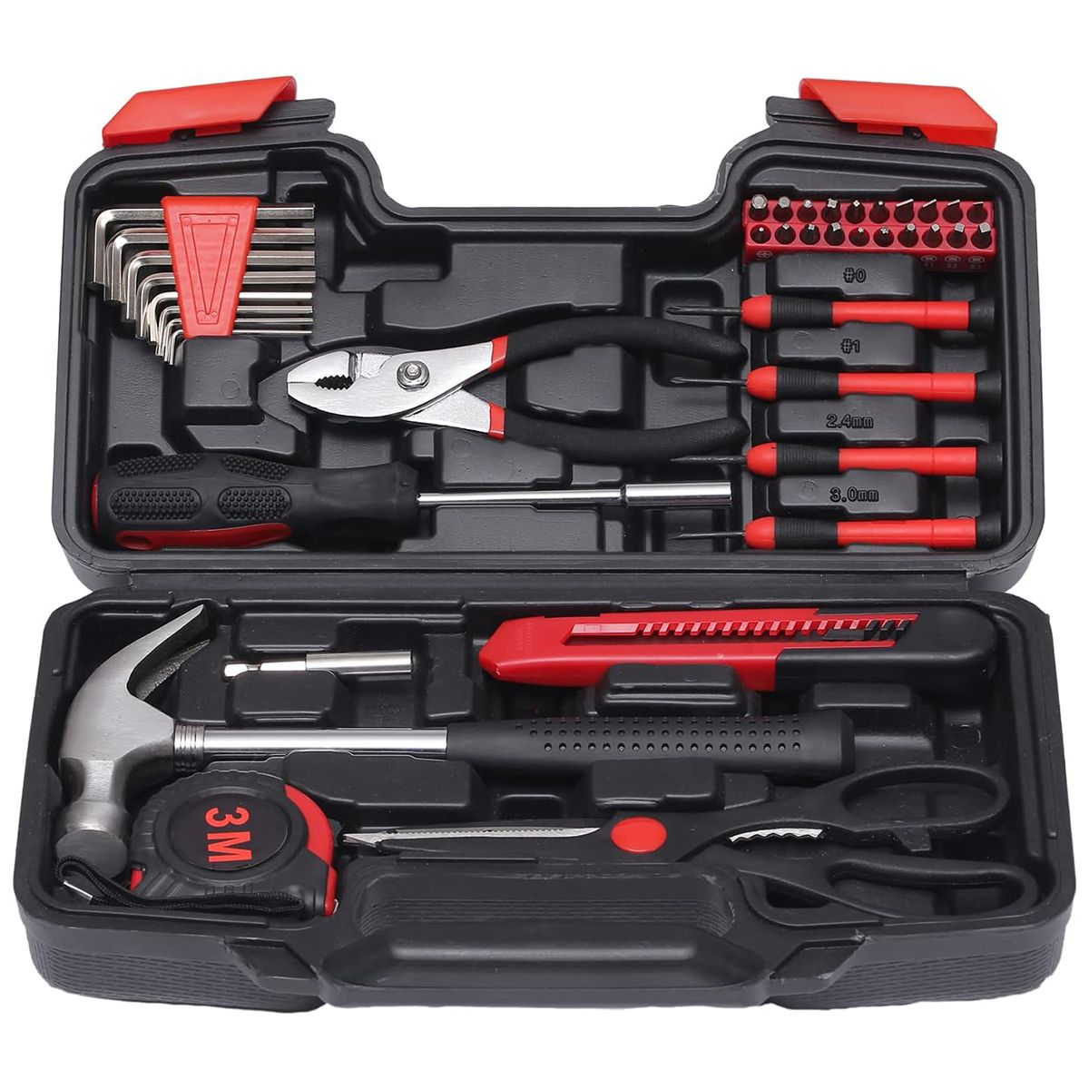 39 Pieces Hand Tools Set Small Basic Home Tool Set with Plastic Toolbox