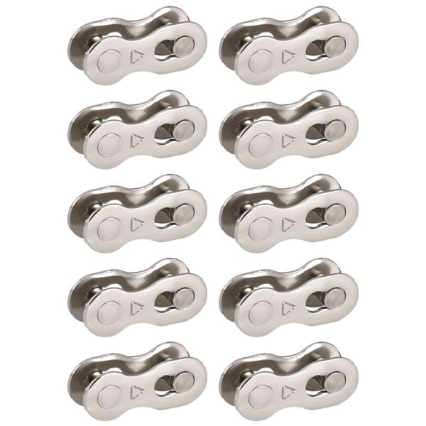 Fluir 10 Piece 6/7/8 Speed Silver Bicycle Chain Masterlinks Multipack