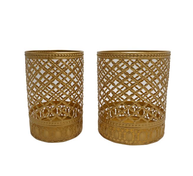 2Pce Metal Candle Holder Round