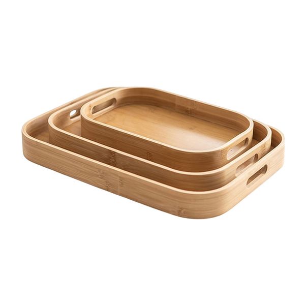 3 Piece Bamboo Wooden Serving TrayJC-155