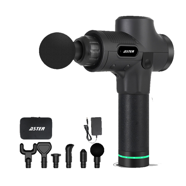 ASTER Deep Tissue Muscle Massager Gun- 30 Speed Levels with 6 Heads-Silver