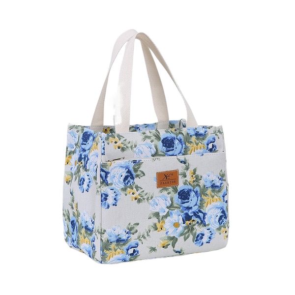 Flower Pattern Thickened Aluminum Foil Portable Lunch Insulation Bag