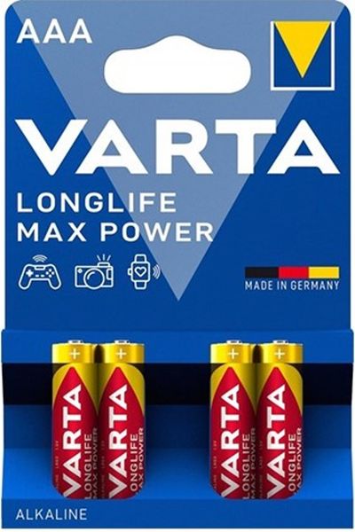 Varta LongLife Alkaline AAA Max Power- 4 Pack Battery