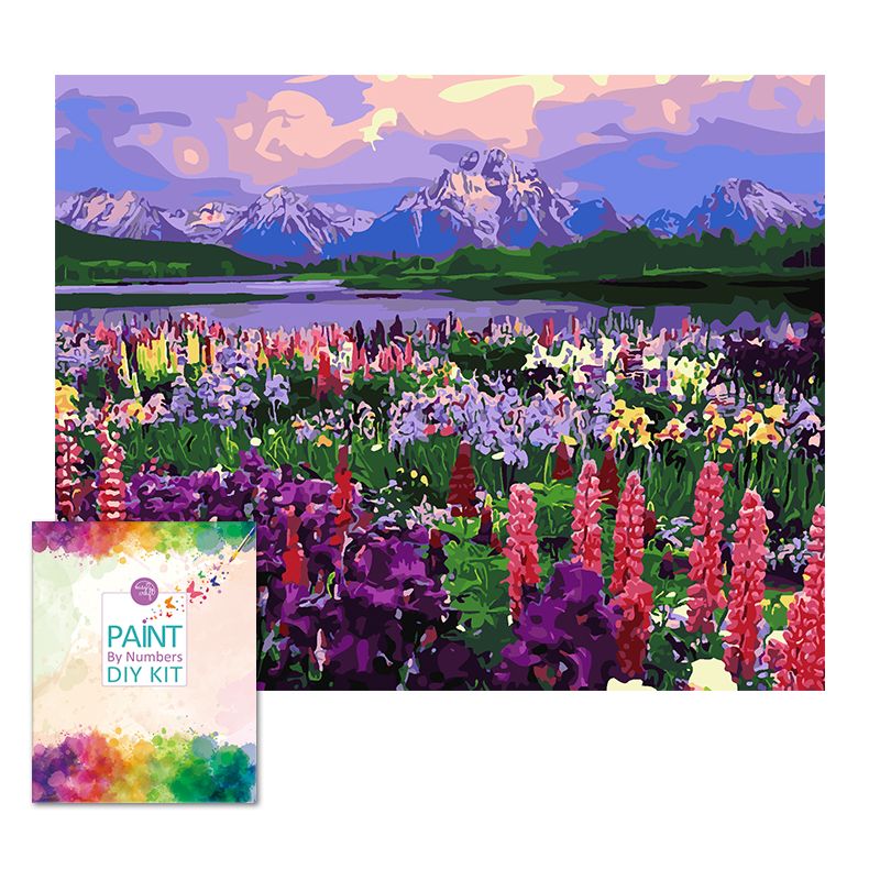 Easy Craft Paint by Number DIY Kit, 50x40cm Flower and Mountain Shop