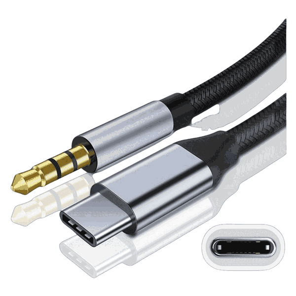 USB-C to 3.5mm Audio Adapter with DAC 1m Black Compatible with Smartphones