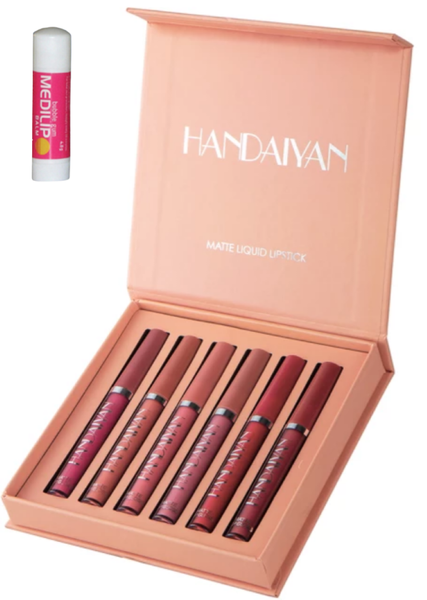 6 Piece Matte Liquid Lipstick Set With Added Lip Balm
