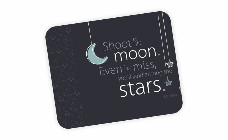 Grey Motivational Moon and Stars Mouse Pad