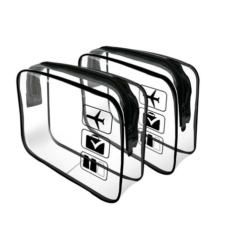 2 Pieces Clear Toiletry Bag with Zippers Travel Accessories - Black Image