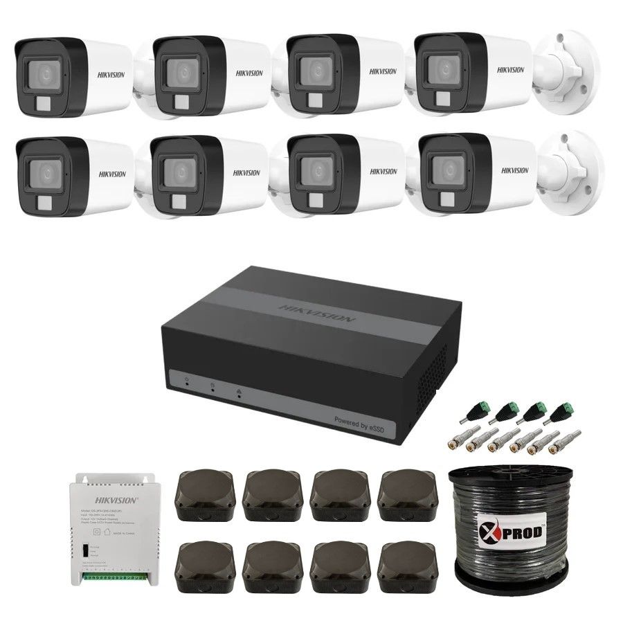 Hikvision 8 Channel eDVR Smart-Hybrid CCTV Kit & Camera Junction Box 8 Pack