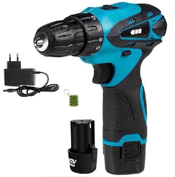 Electric Drill With 2 x 12V 4500mah Battery + Keychain