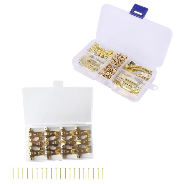100 Pack Small Metal Sawtooth Picture Hanger &amp; 20 Pack Brass Picture Hanger
