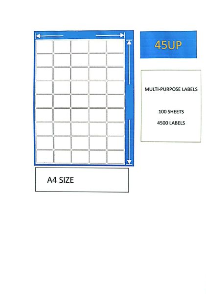 45 UP 100 A4 Sheets Barcode Adhesive Label