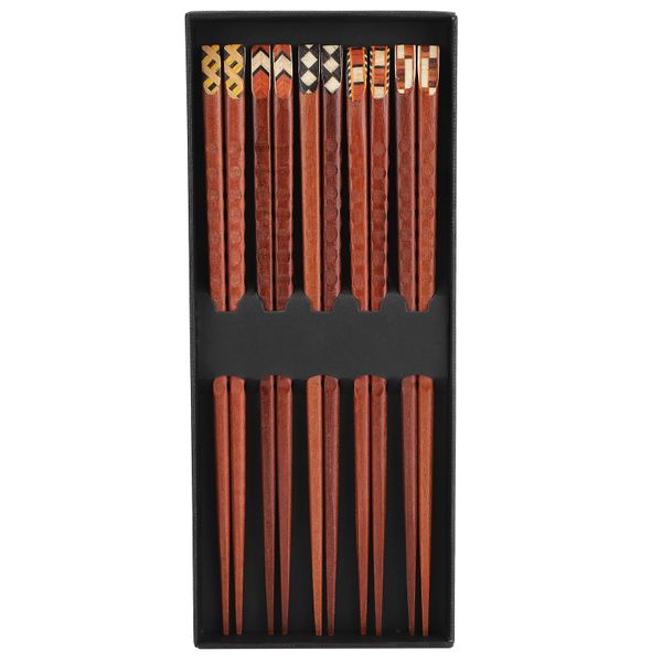 Hand-carved Natural Wood Chopsticks - Eco Gift Set - 5 Pairs