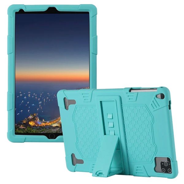 Tablet Case Soft Silicone Protective Cover with Kickstand, Green Universal