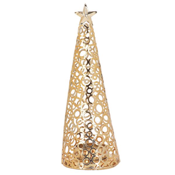 Gold Christmas Tree Aluminum Alloy Candle Holder