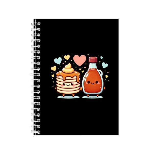 Waffles A5 Notebook Spiral and Lined Matching Couples Graphic Notepad 092