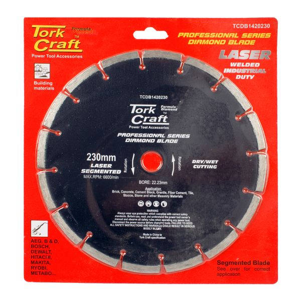 Tork Craft - Diamond Blade 230mm Segmented Laser Industrial - 2 Pack