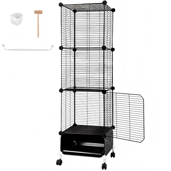 Bird Cage Metal Mobile Parrot Canary Cage - Black
