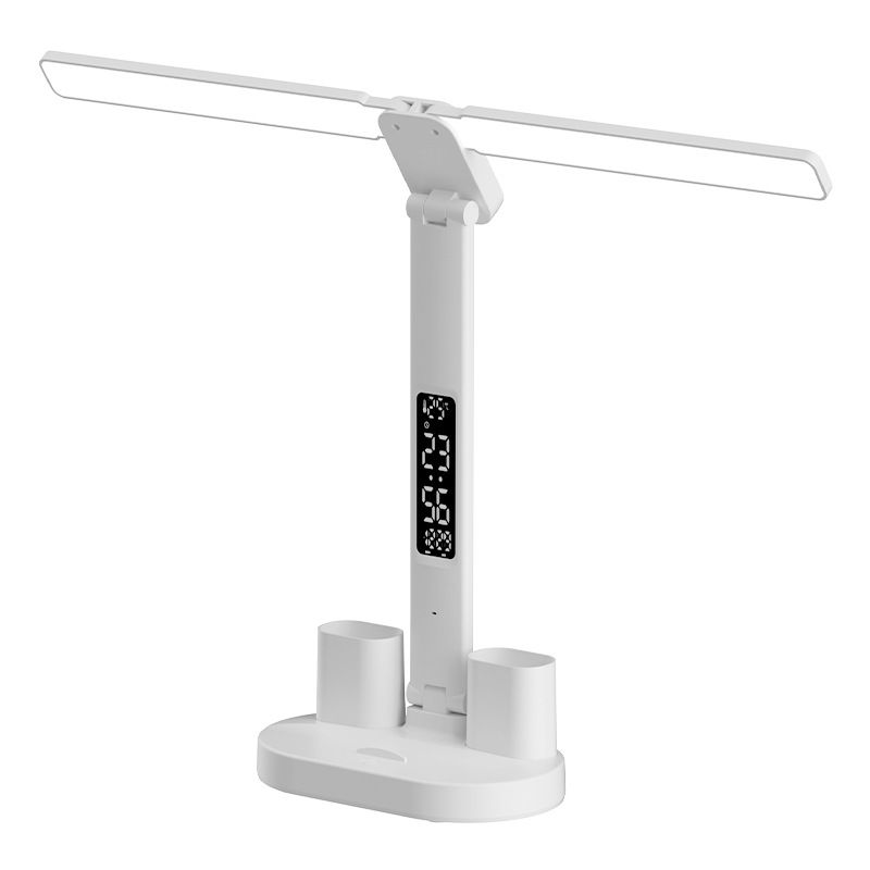 Foldable desktop eye protection desk lamp, LED clock dimmable desk lamp