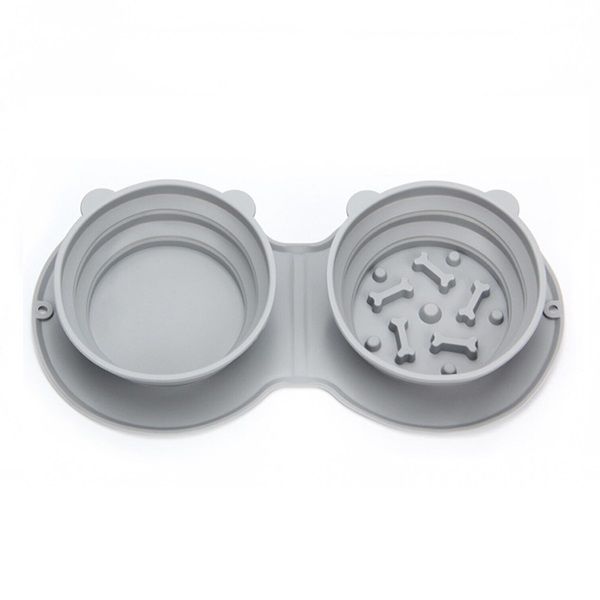 Portable Dog Feeding Bowl -Slow Feeder &amp; Collapsible Travel Silicone Bowl