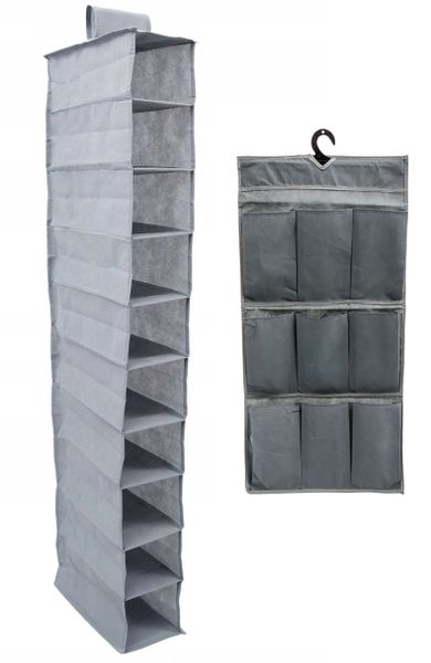 Camping Clothes Storer 10-Division 15x28x120cm &amp; Hanging Shoe Bag 75x40cm