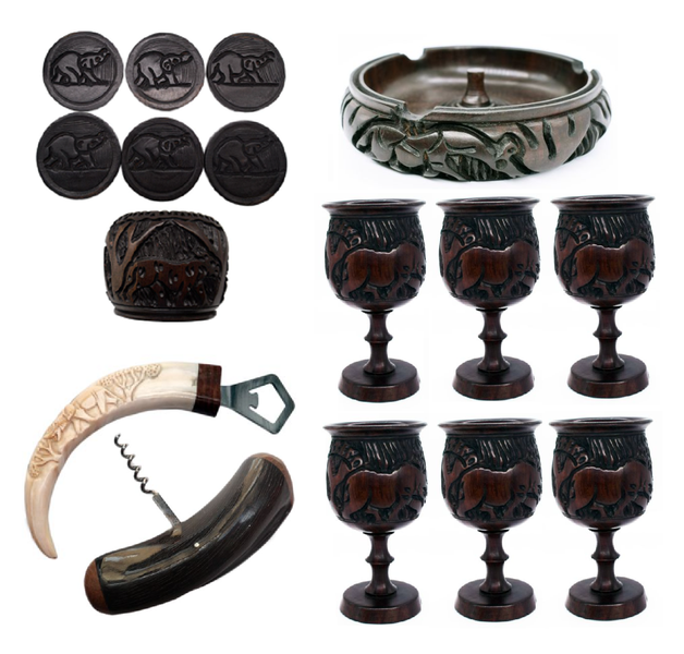 5 Piece Exquisite Hand Crafted Ultimate Bar Set Combo - Springbok Horn