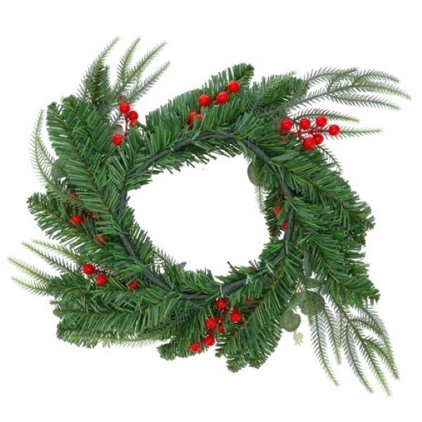Christmas Berry &amp; Leaves Wreath - 40cm