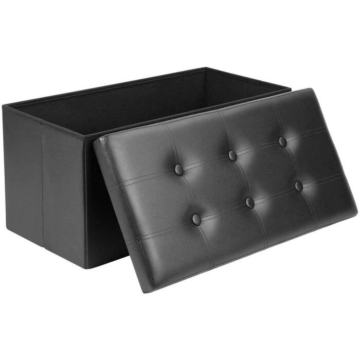 Quinnes Vegan Black Leather Storage Ottoman Shop Today Get It   S Zoom.file