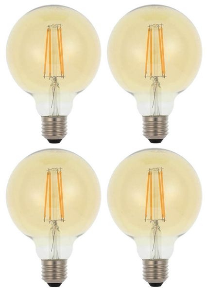 Teempeest E27 LED Filament Bulb G125 6W - Warm White 4 Pack