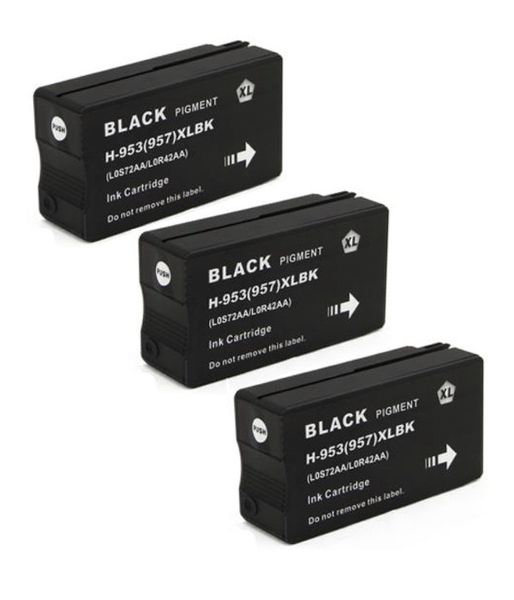 HP 953XL / 953 Black Ink Cartridge x 3 - Compatible