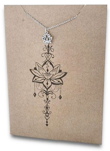 Stainless Steel Necklace On Message Card-Lotus image