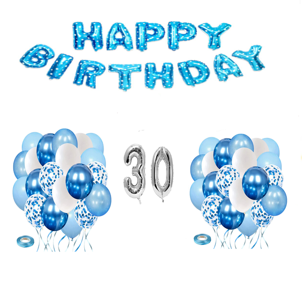 Blue and white Balloon Set 30 years
