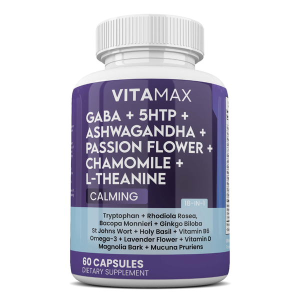 Gaba + 5htp + Ashwagandha + Passion Flower + Chamomile + L-theanine