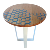 Sky-Blue Honeycomb Round Table